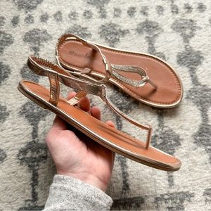 Just Be Rose Gold & Brown Bling Sandals Size 7
